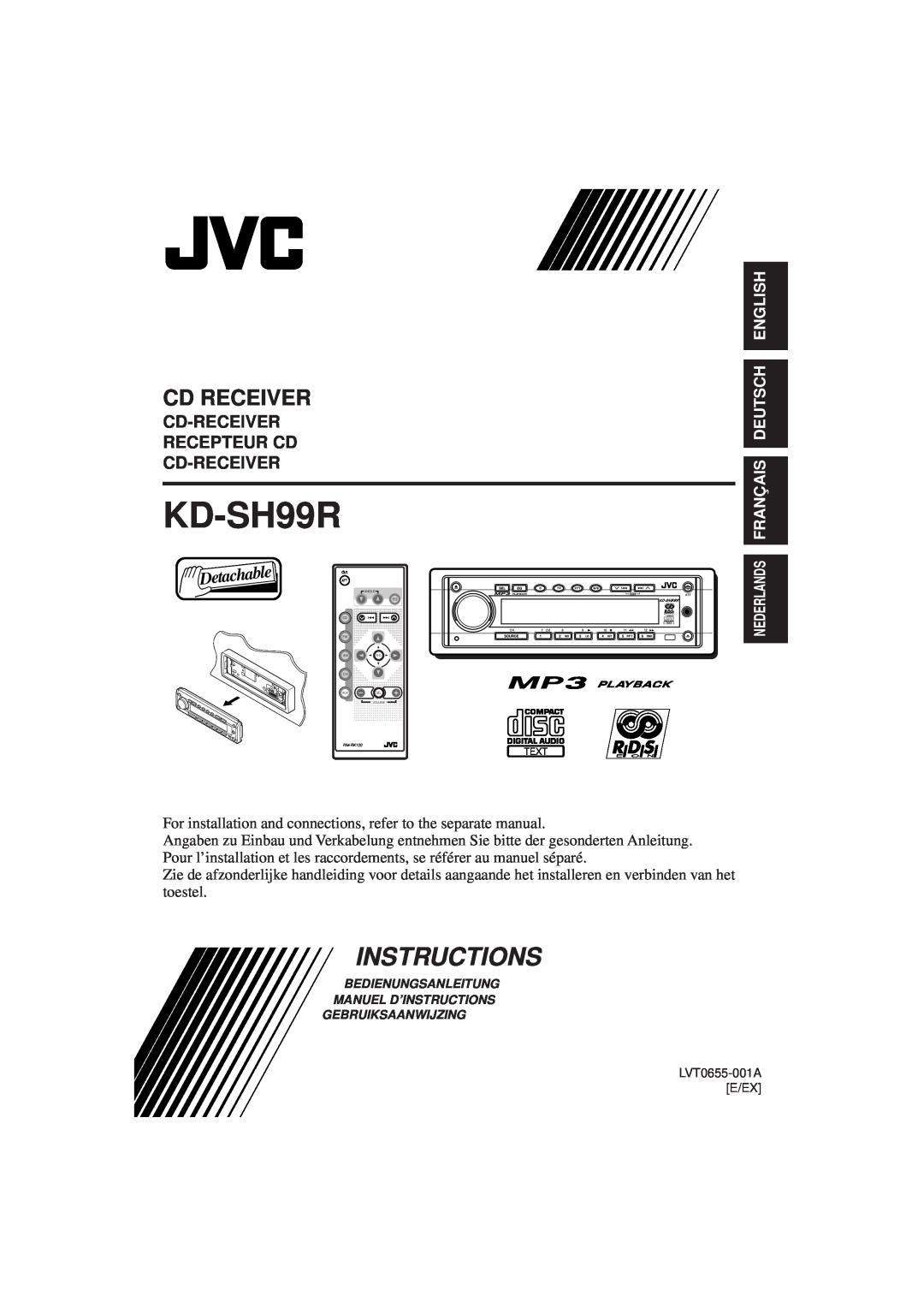 JVC KD-SH99R manual In-Dashmounting, Im Armaturenbrett, Installation, Einbau, Het Dashboard, Troubleshooting, Fehlersuche 