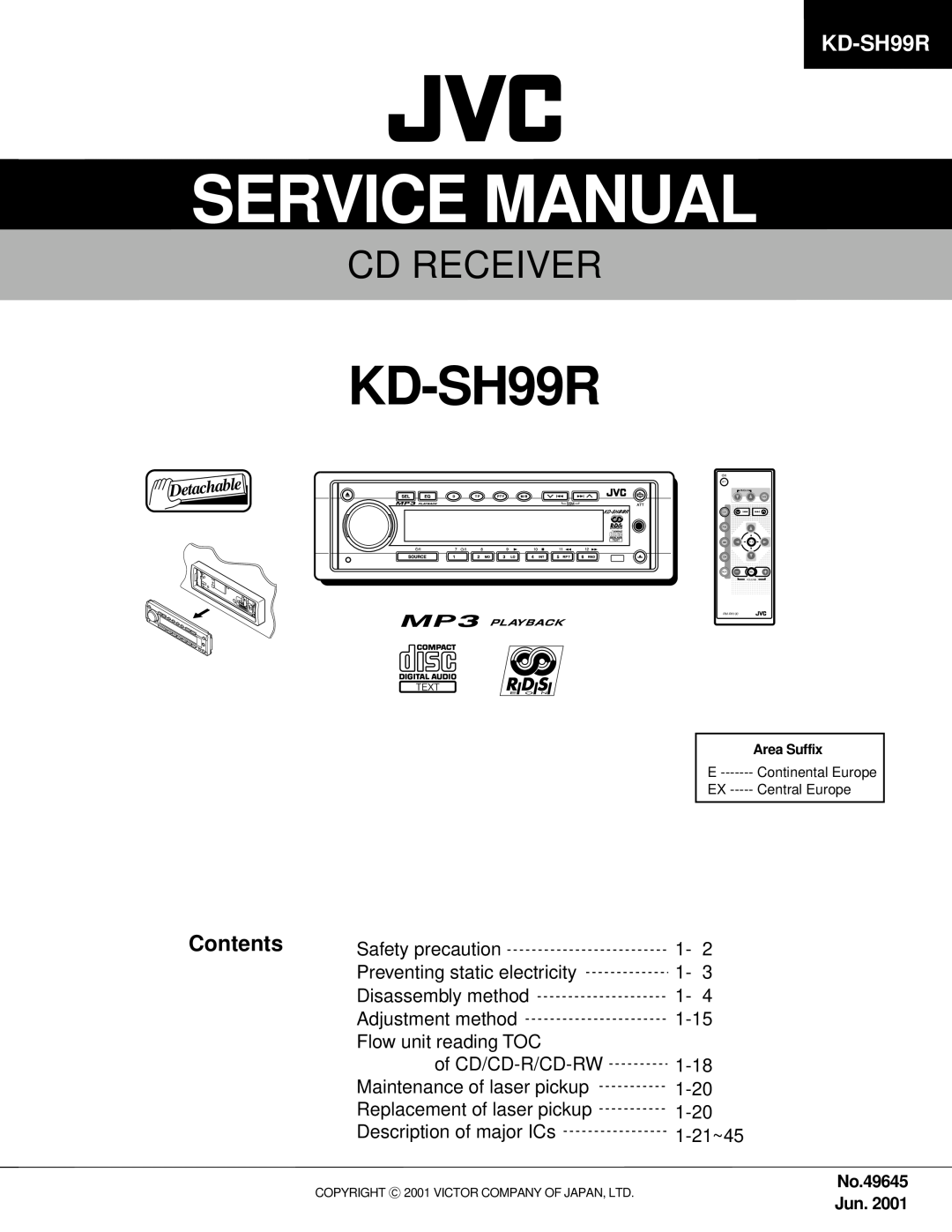 JVC KD-SH99R manual Cd Receiver, Cd-Receiver Recepteur Cd Cd-Receiver, Instructions, Nederlands Français Deutsch English 