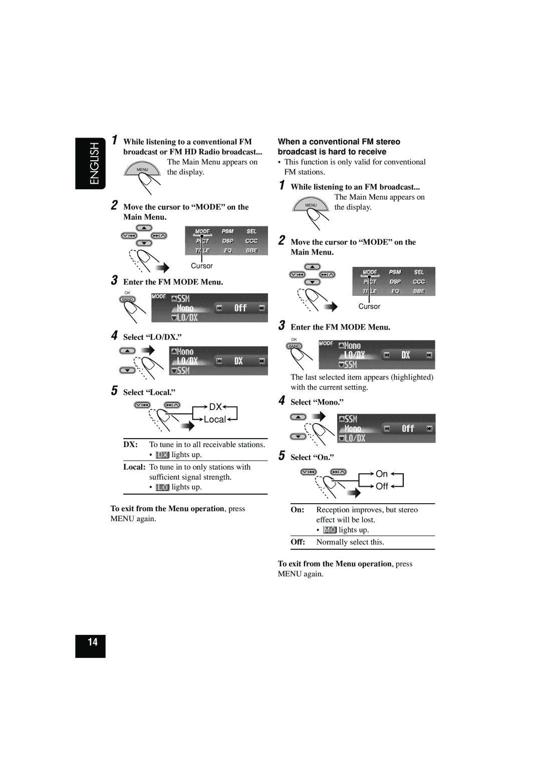 JVC KD-SHX900 manual When a conventional FM stereo broadcast is hard to receive 