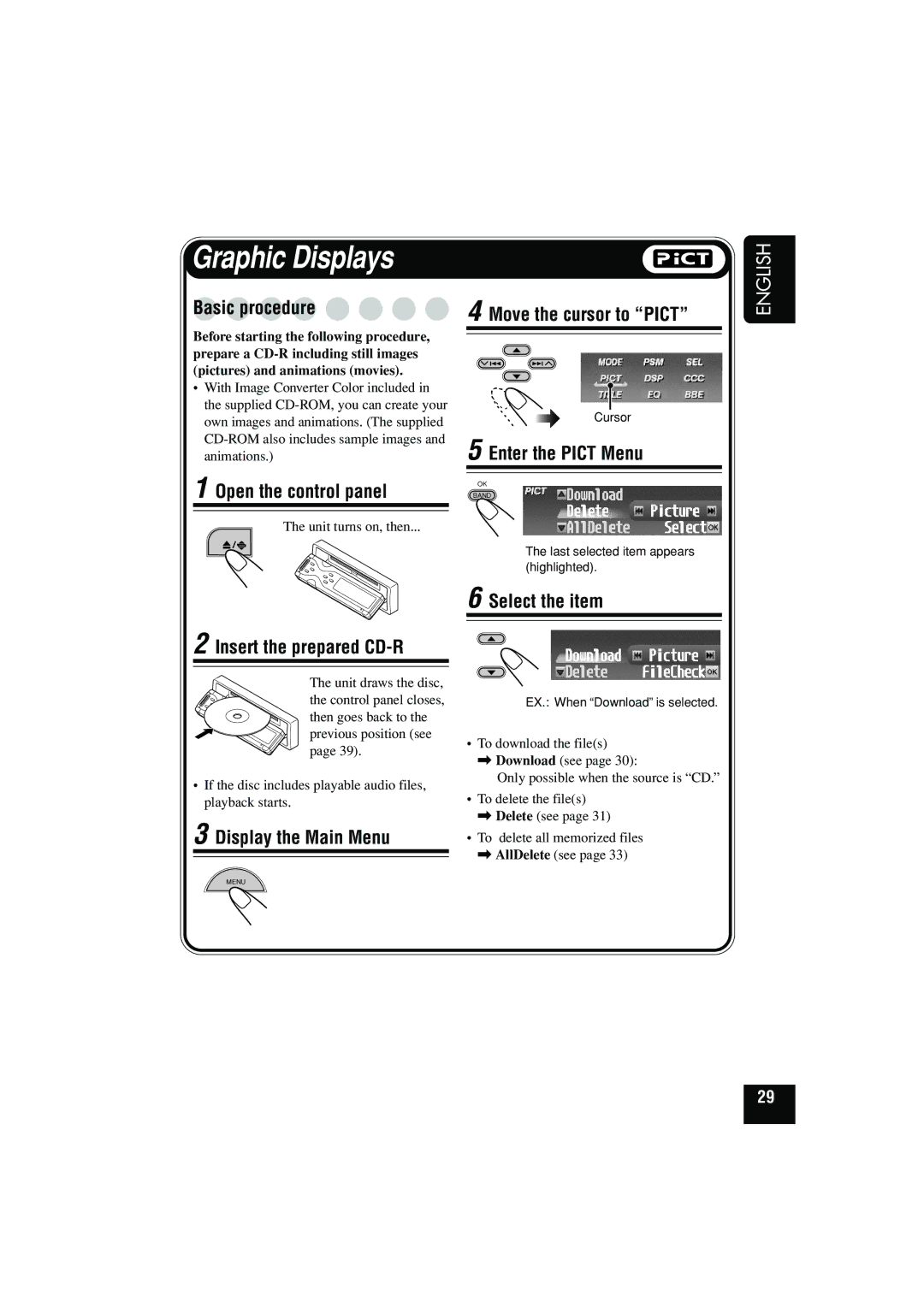 JVC KD-SHX900 manual Graphic Displays 