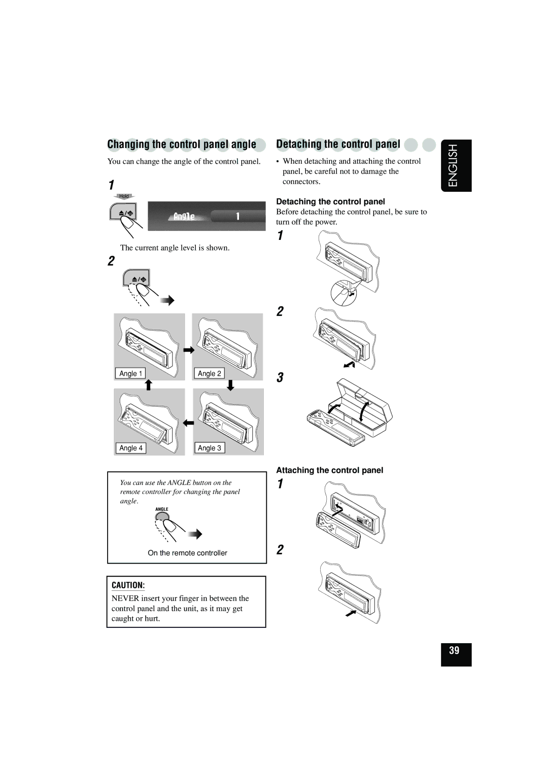 JVC KD-SHX900 manual Detaching the control panel, Attaching the control panel 