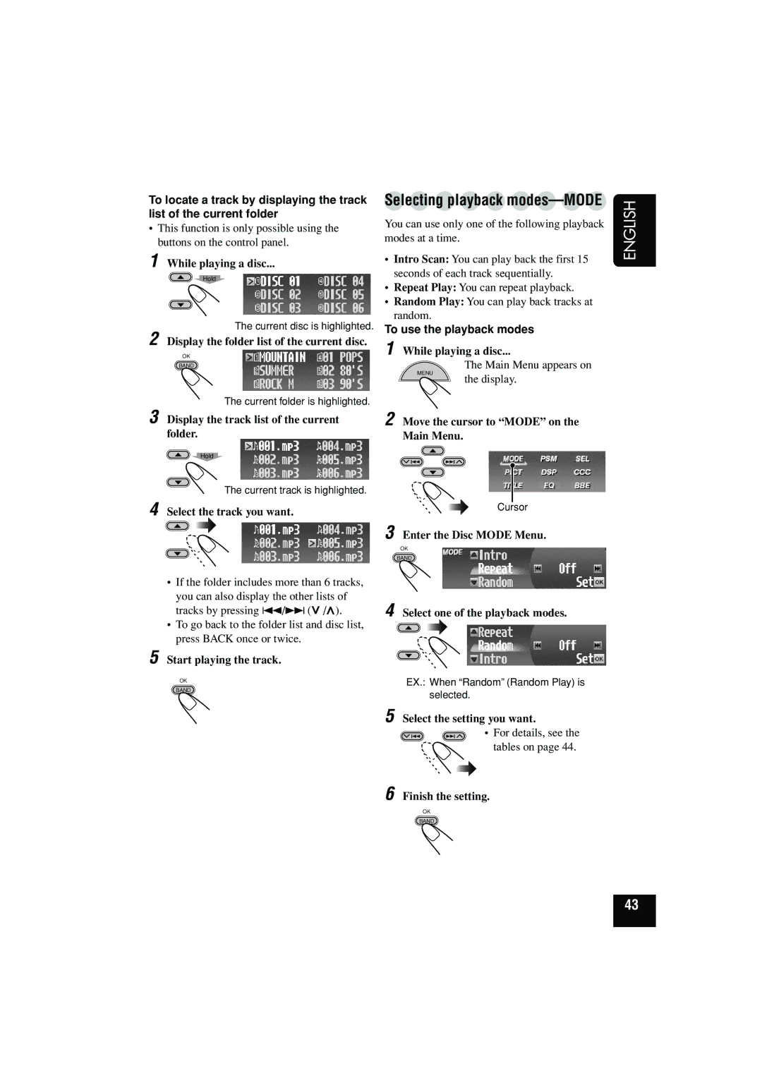 JVC KD-SHX900 manual For details, see the tables on 