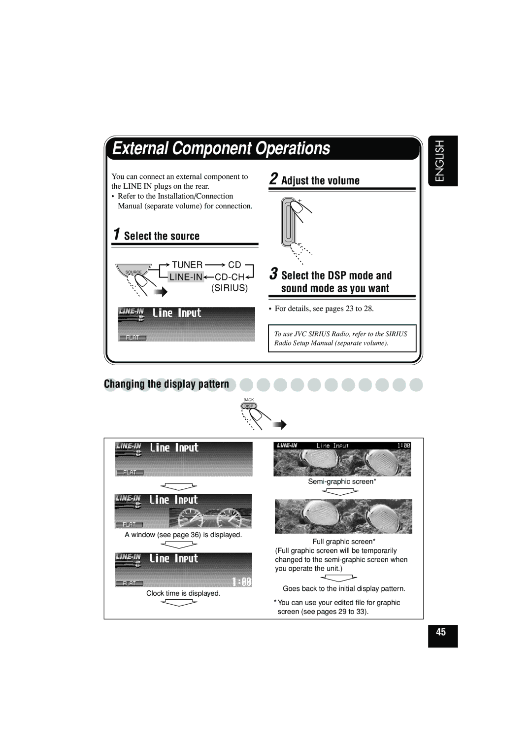 JVC KD-SHX900 manual External Component Operations, Adjust the volume 