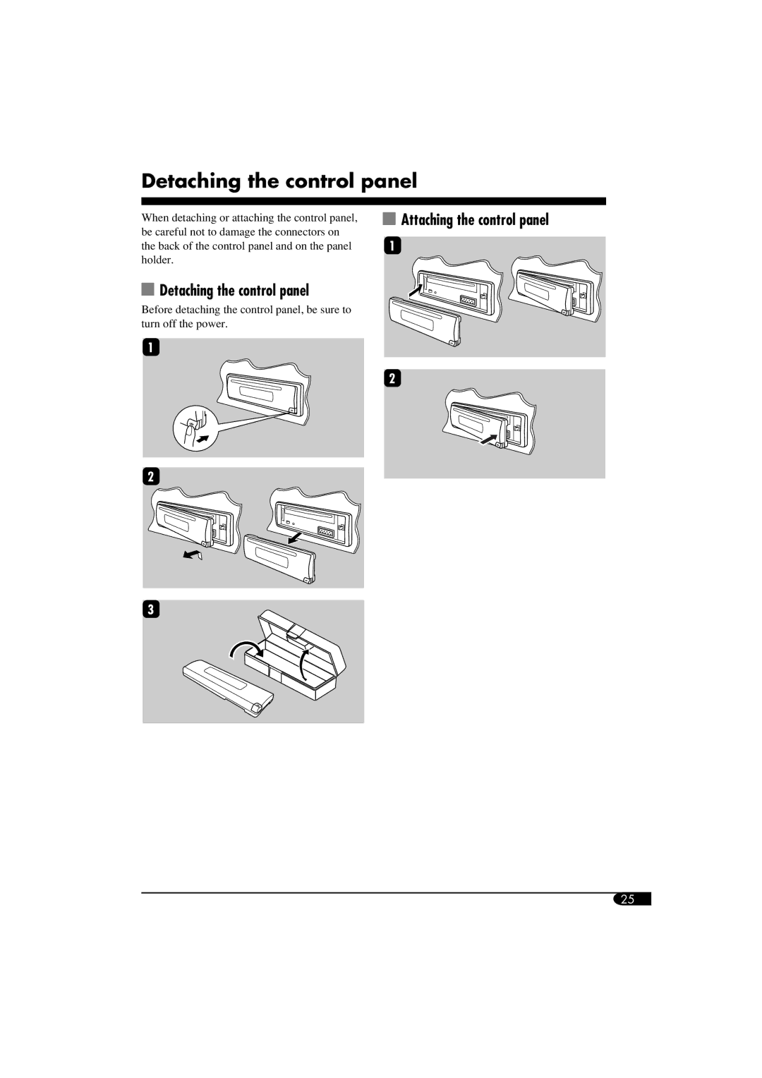 JVC KD-SV3104 manual Detaching the control panel 