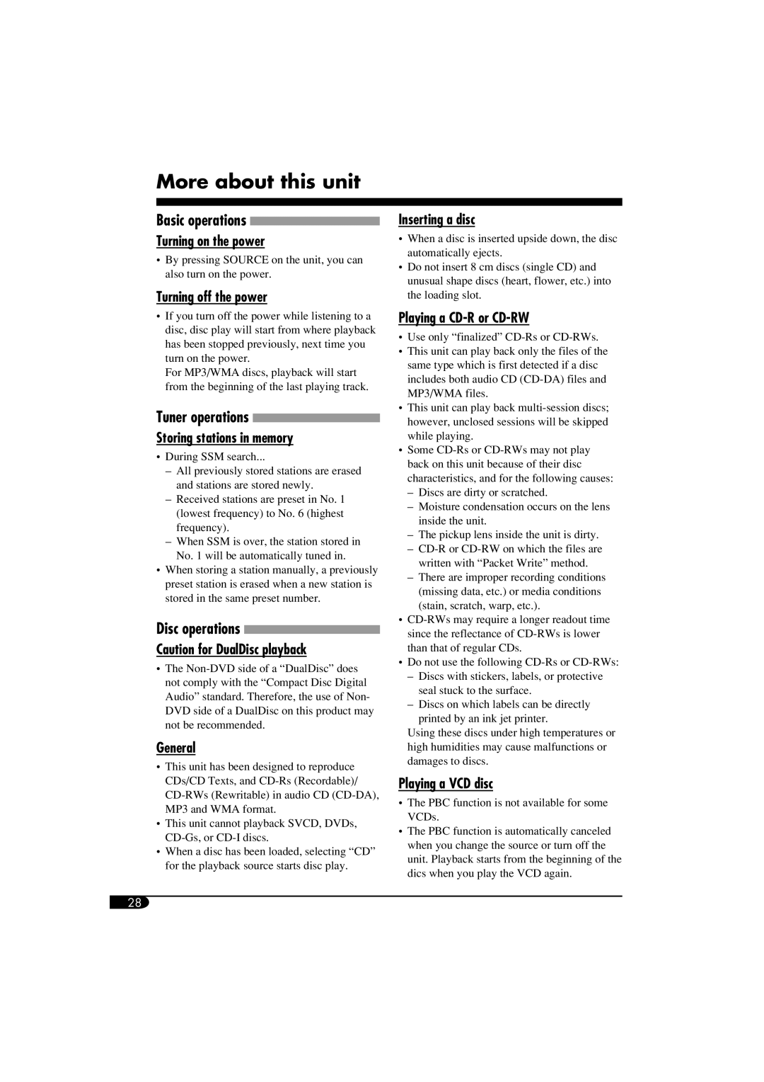 JVC KD-SV3104 manual More about this unit 