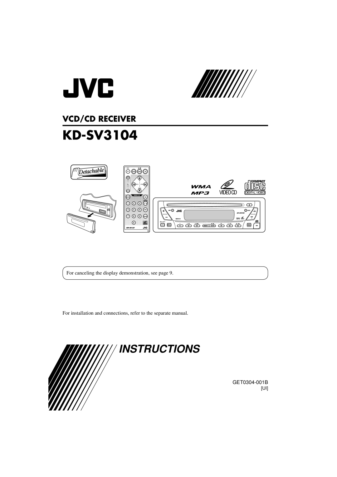 JVC KD-SV3104 manual Vcd/Cd Receiver, Instructions, Att Source Band Eq, Video Cd, Enterpbc, 4 56OSD 7 89AUDIO, Return 