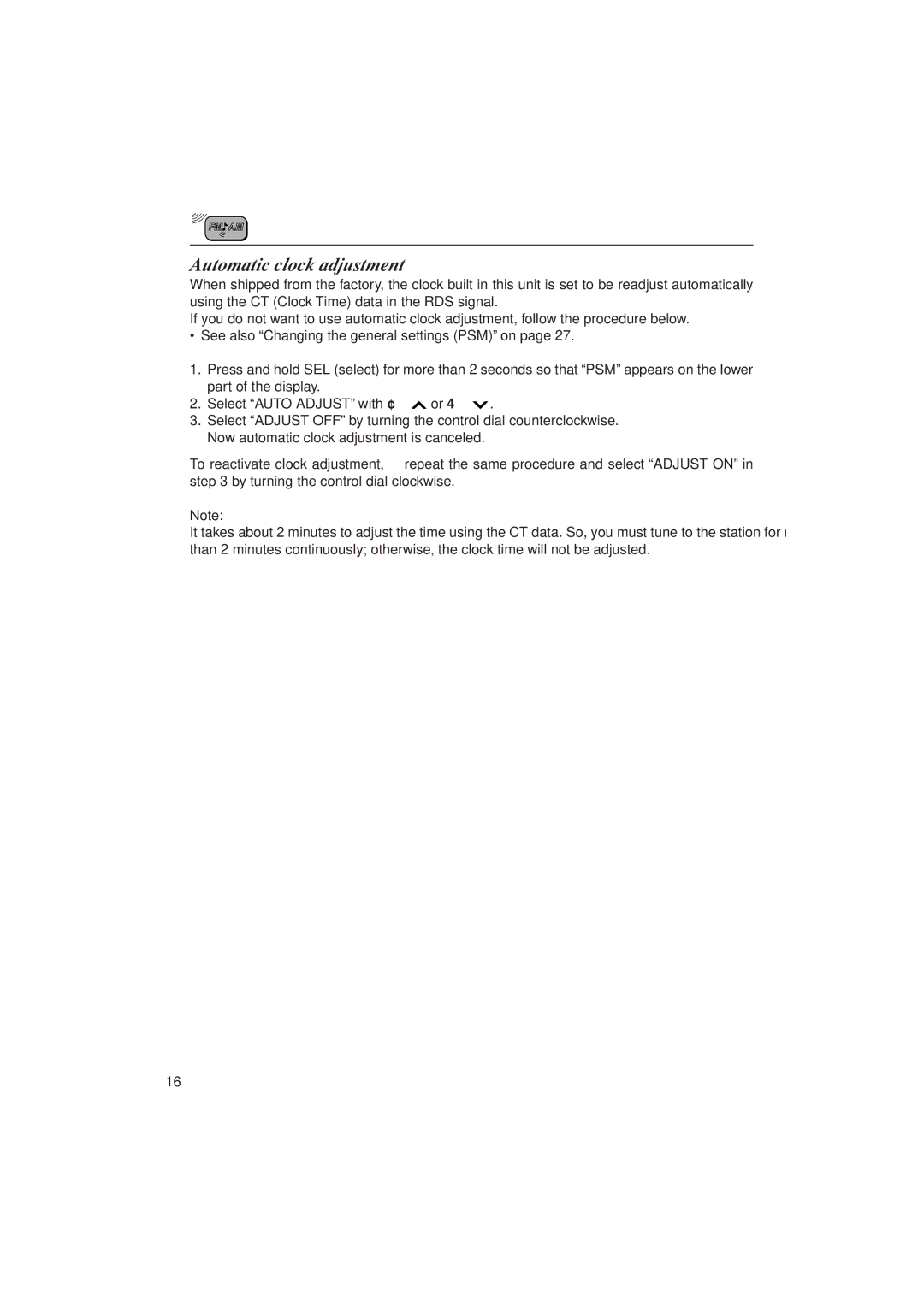 JVC KD-SX1000RJ manual Automatic clock adjustment 