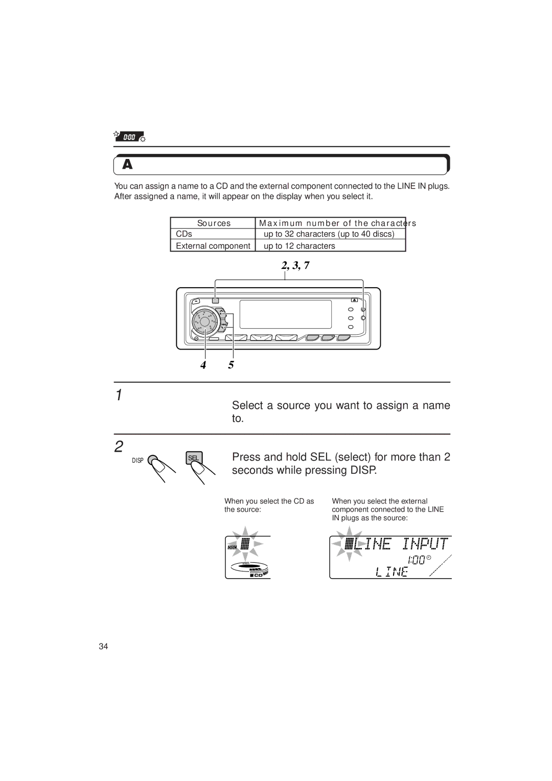 JVC KD-SX1000RJ manual Assigning names to the sources, Select a source you want to assign a name to 