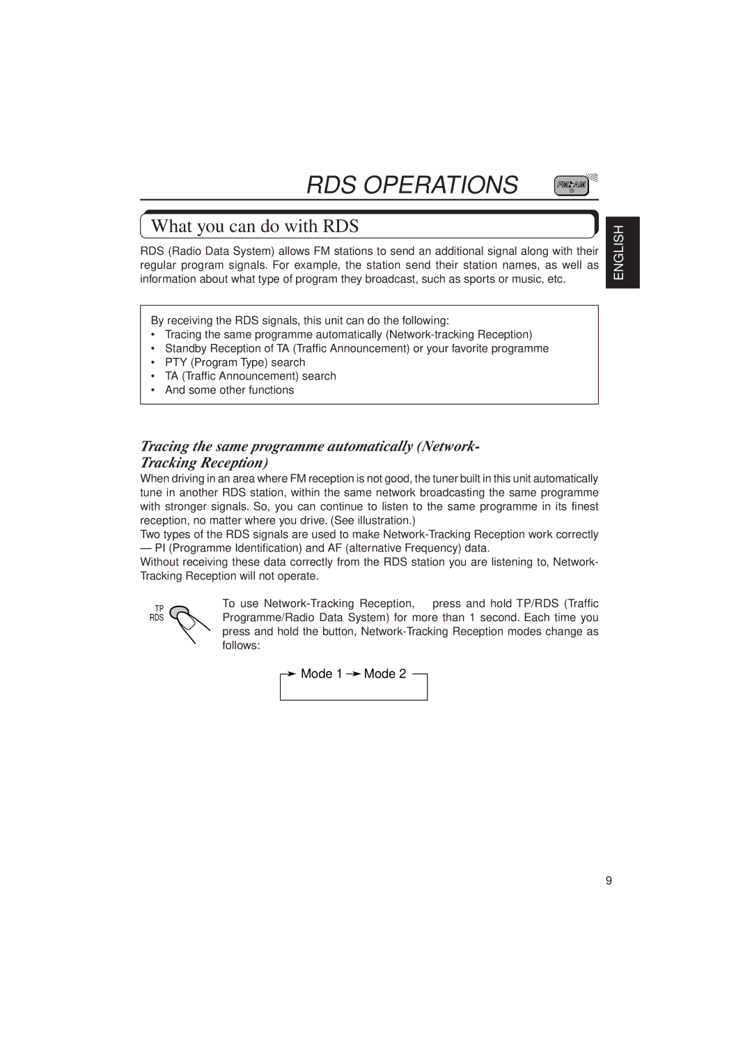 JVC KD-SX1000RJ manual RDS Operations, What you can do with RDS 