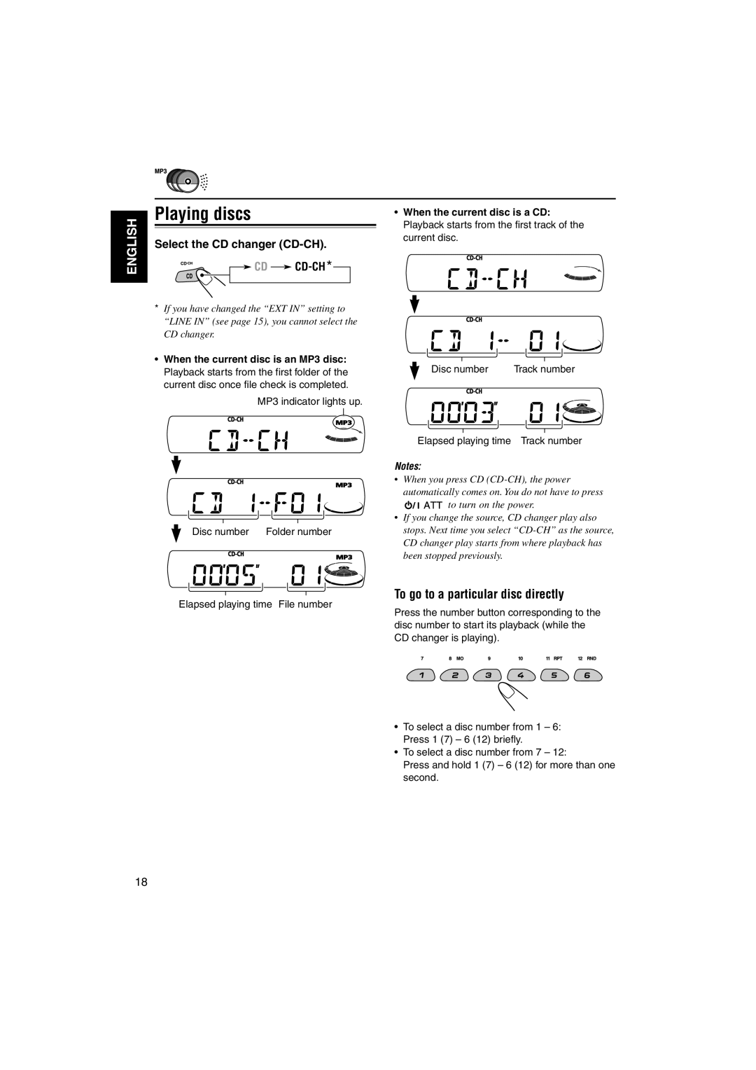 JVC KD-SX60WT, KD-SX50M manual To go to a particular disc directly, Cd-Ch, Select the CD changer CD-CH 