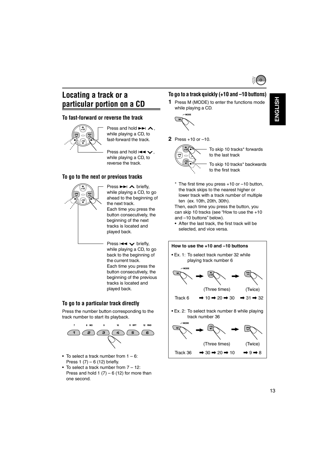 JVC KD-SX695, KD-SX745 manual To fast-forward or reverse the track, To go to the next or previous tracks 