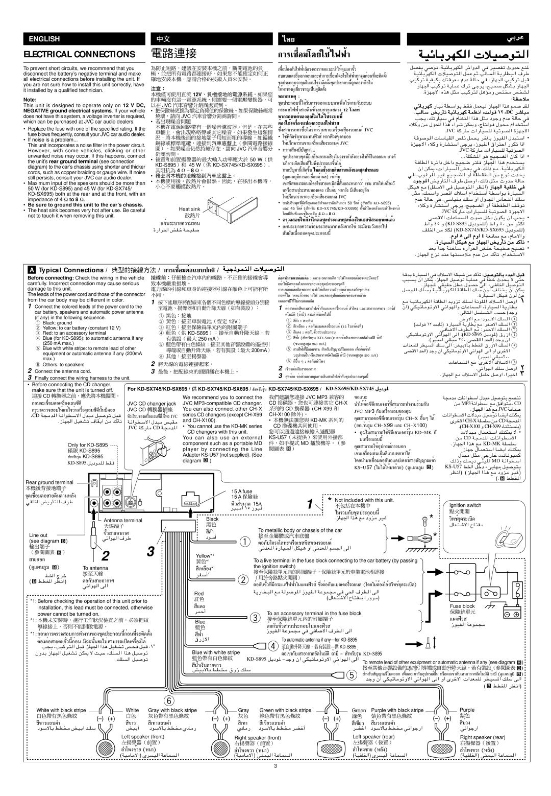 JVC manual 12V, For KD-SX745/KD-SX695 / KD-SX745/KD-SX695 