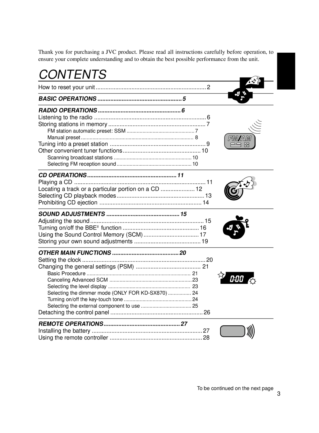 JVC KD-SX870, KD-SX770 manual Contents 