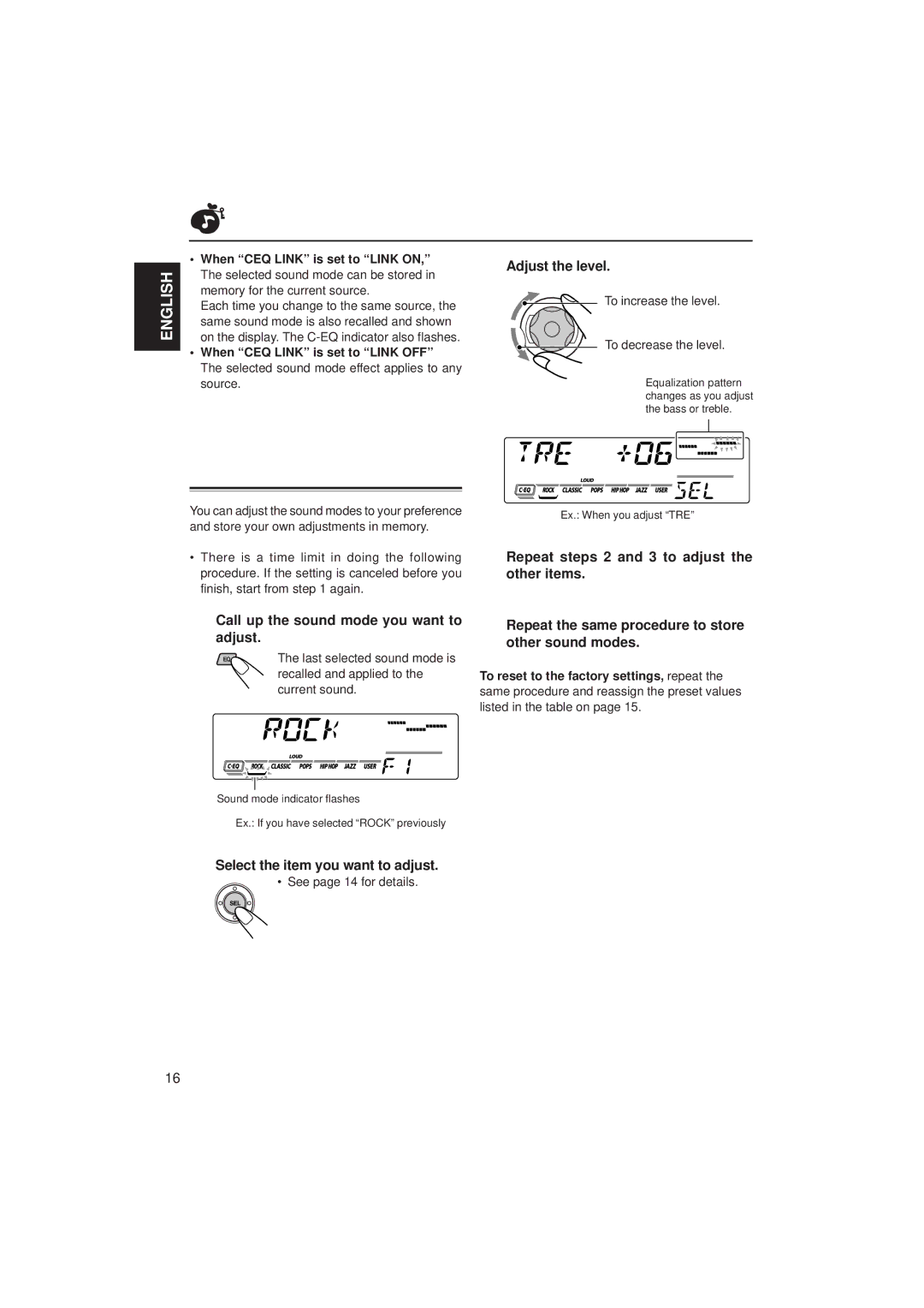 JVC KD-SX8250, KD-SX780 manual Storing your own sound adjustments, Repeat steps 2 and 3 to adjust, Other items 