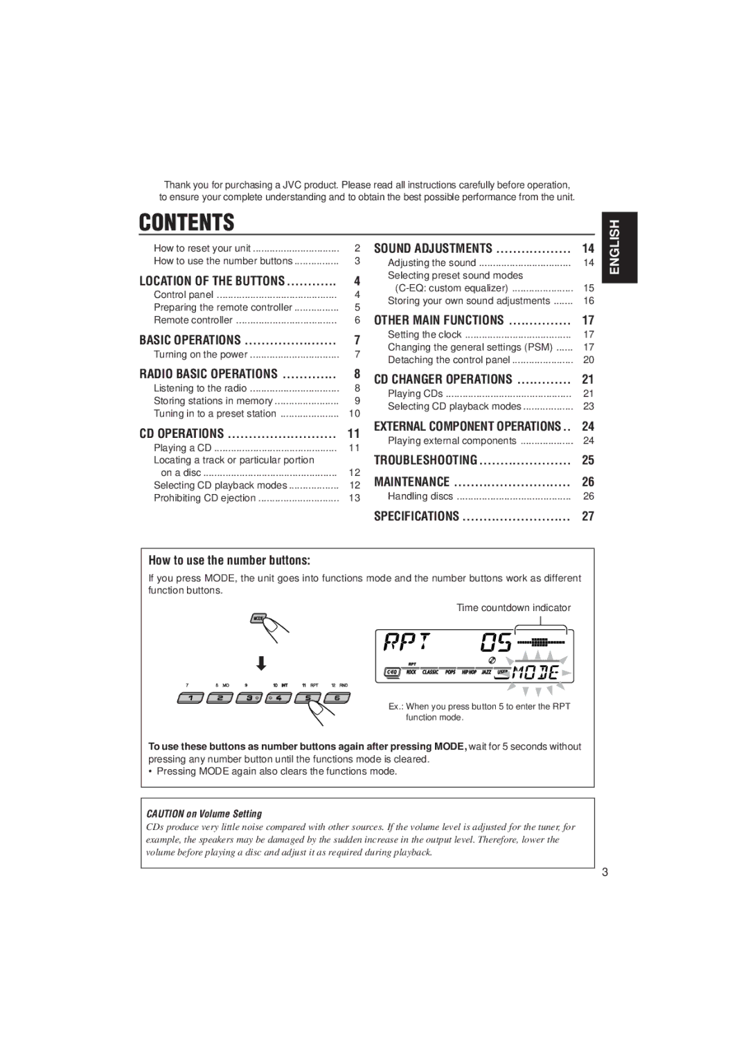 JVC KD-SX780, KD-SX8250 manual Contents 