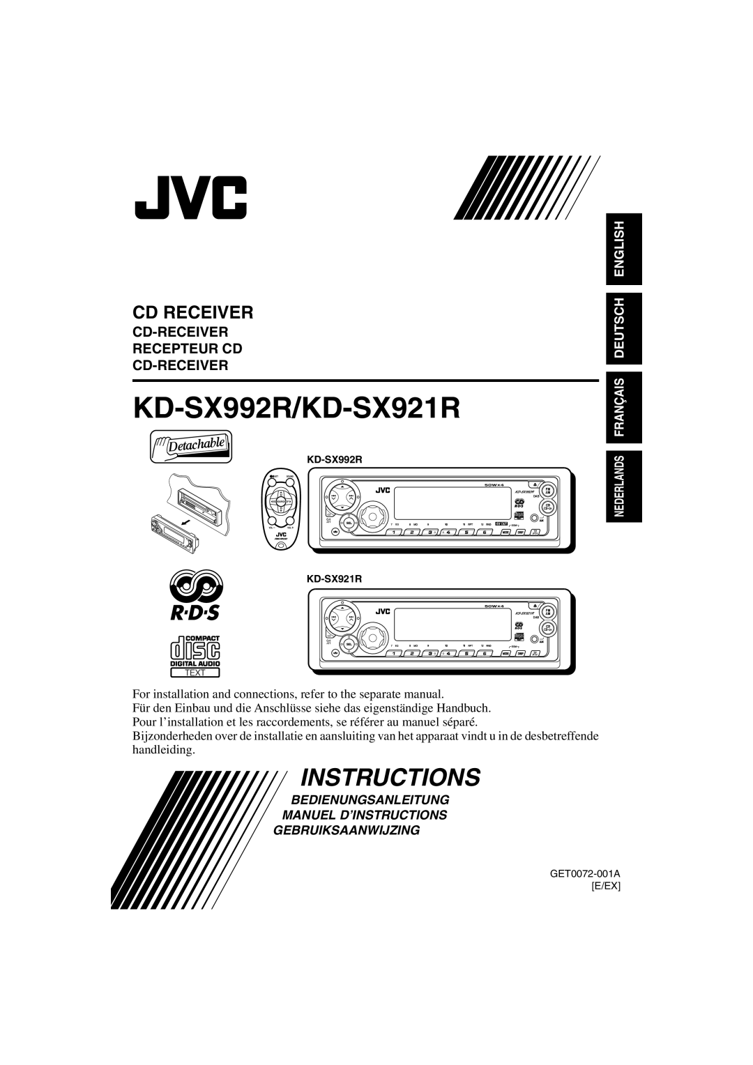 JVC manual KD-SX992R/KD-SX921R, GET0072-001A E/EX 