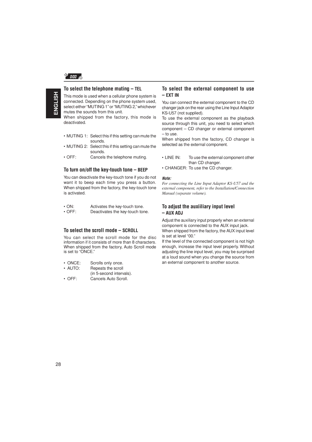 JVC KD-SX921R, KD-SX992R manual To select the telephone muting TEL, To select the external component to use 