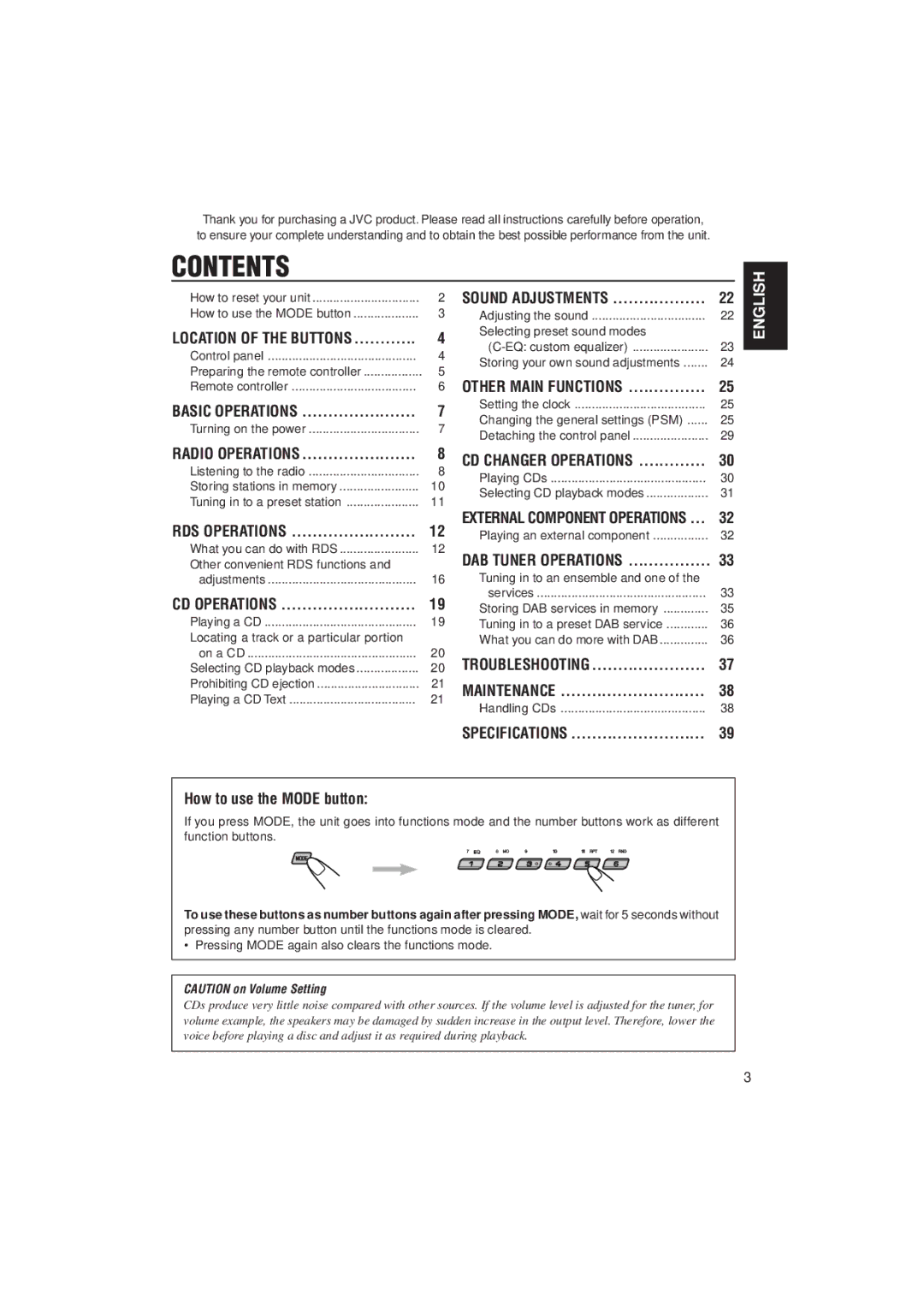 JVC KD-SX992R, KD-SX921R manual Contents 