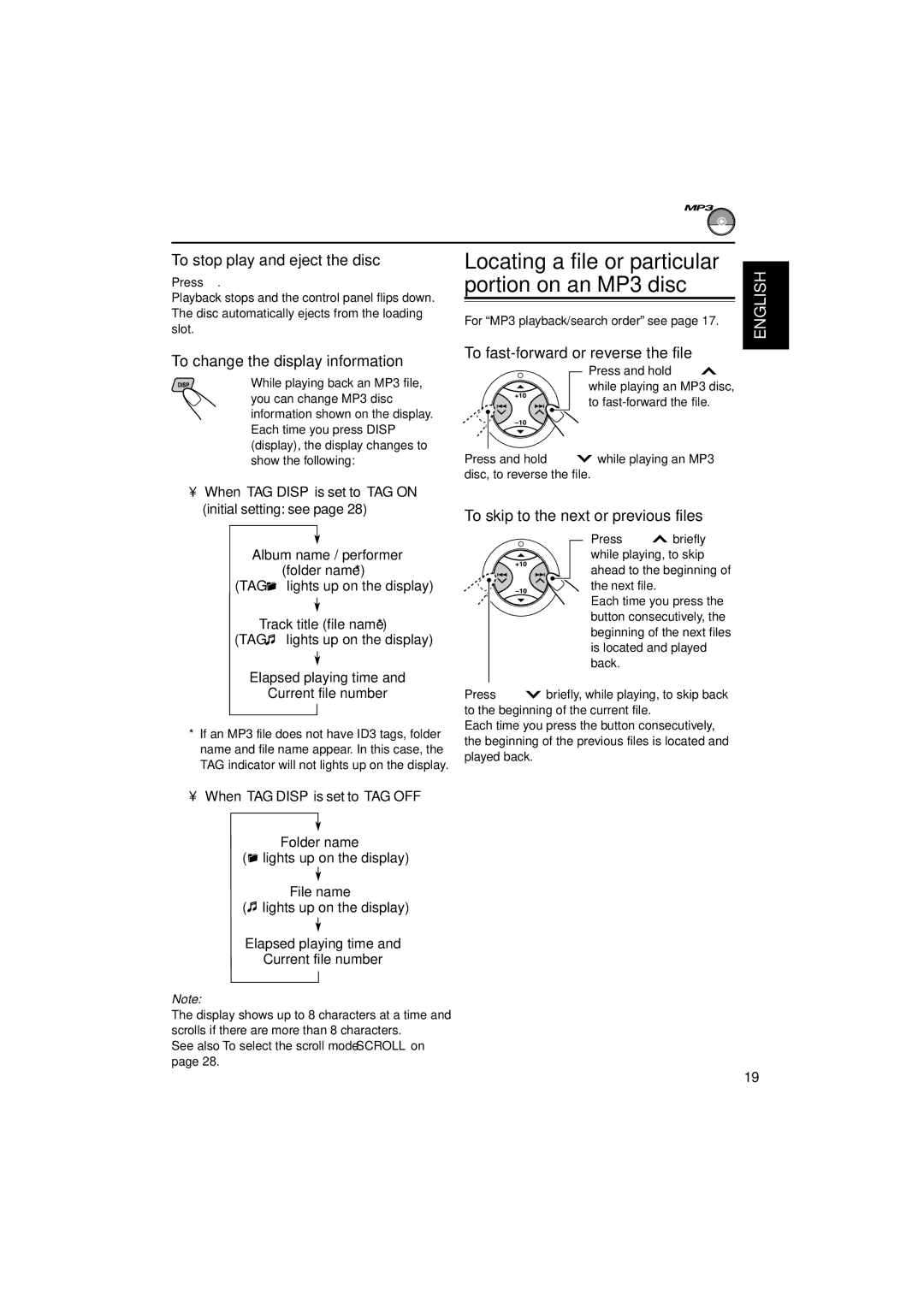 JVC KD-SX990 manual To stop play and eject the disc, To change the display information, To fast-forward or reverse the file 