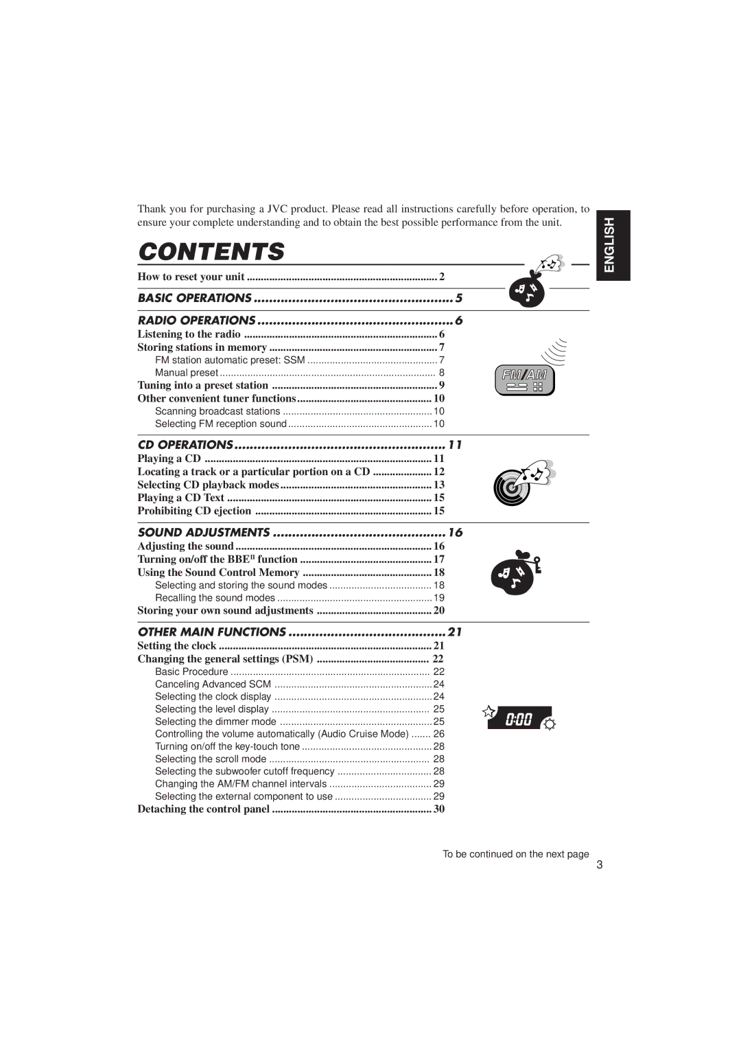 JVC KD-SX950 manual Contents 