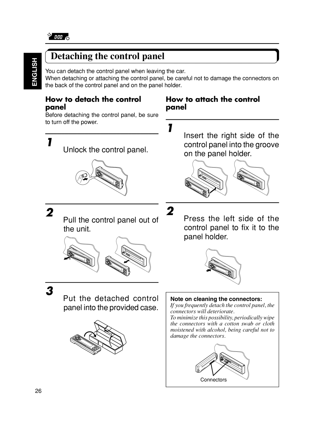 JVC KD-SX975, KD-SX875 manual Detaching the control panel, Unlock the control panel, How to detach the control panel 