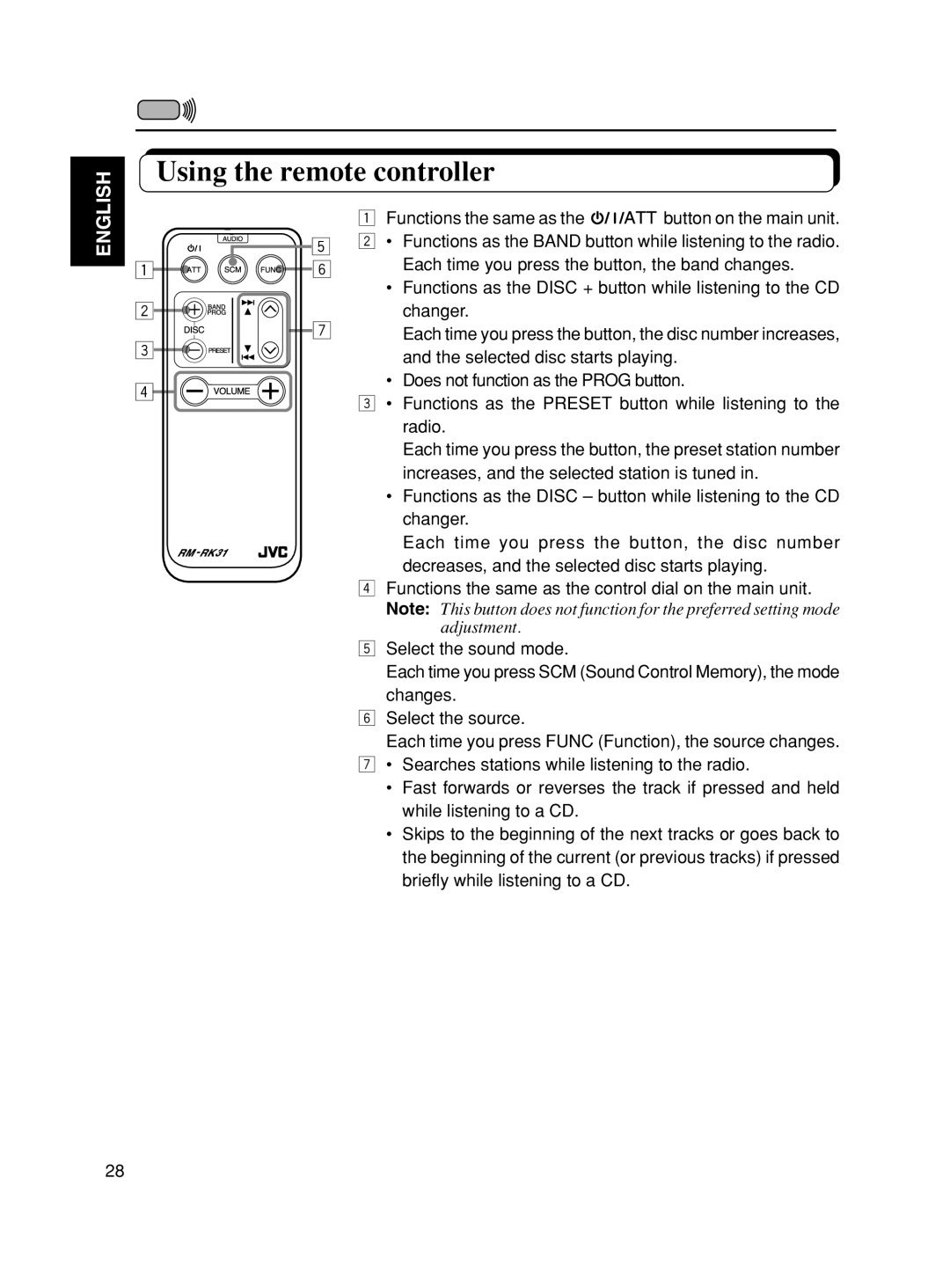 JVC KD-SX975, KD-SX875 manual Using the remote controller 