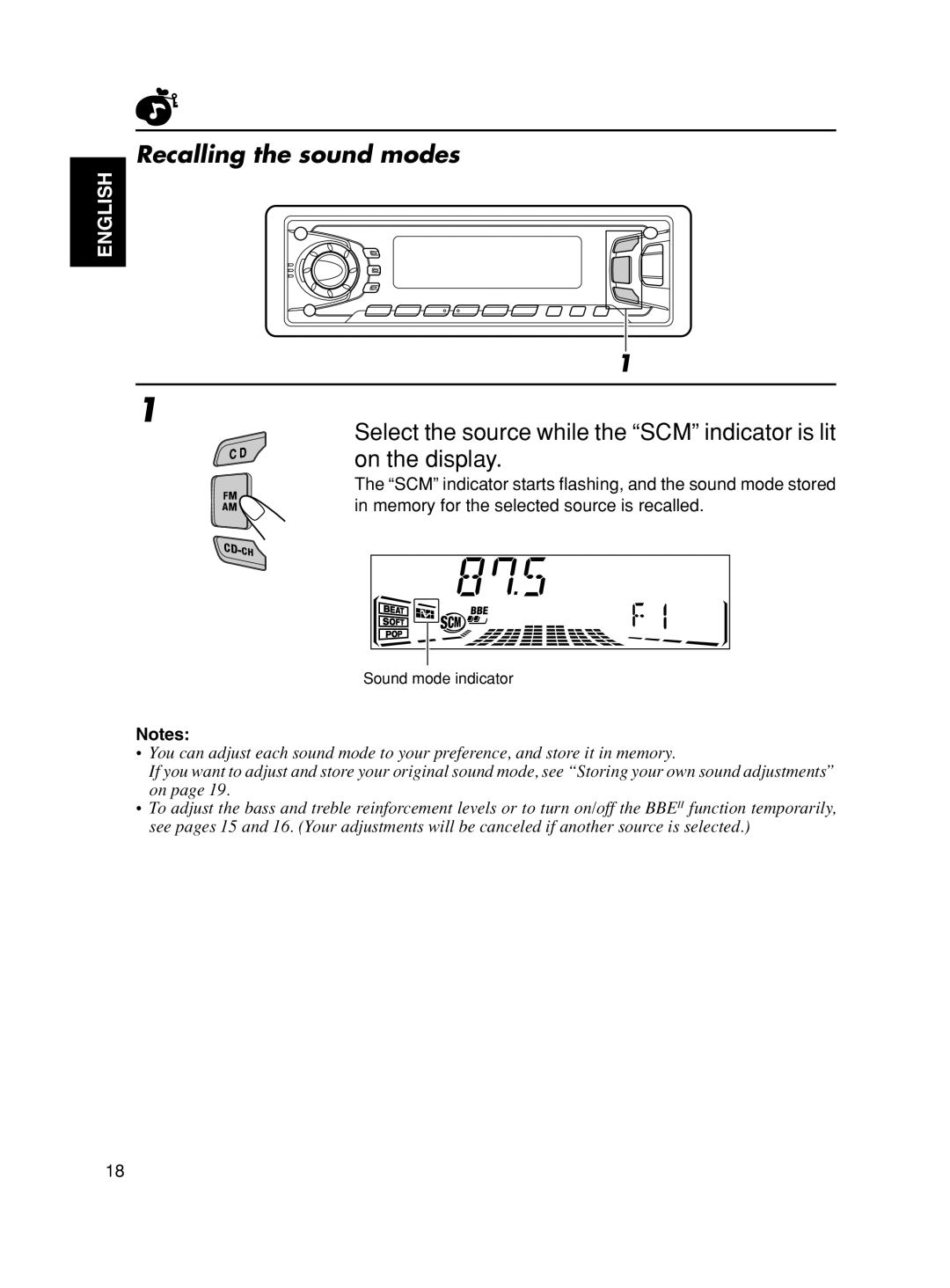 JVC KD-SX975, KD-SX875 manual Recalling the sound modes, English 