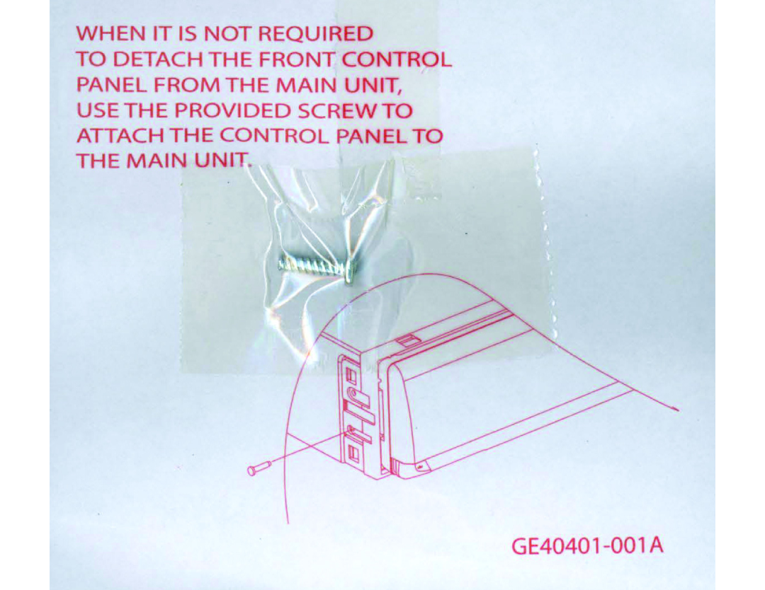 JVC KDX210 instruction manual To Detach The Front Control, The Main Unit, GE40401-001A, Wh.En It Is Not Required 