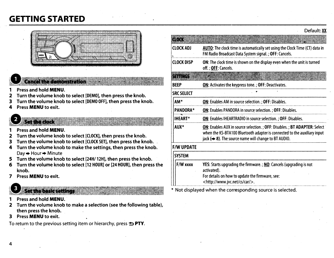 JVC KDX210 instruction manual Getting Started 