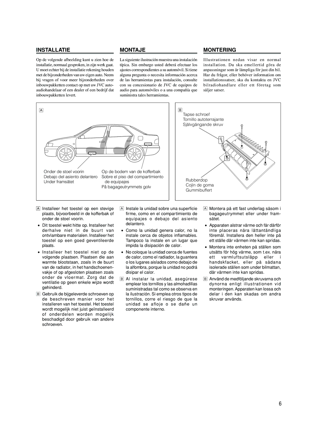 JVC KS-AX7300, KS-AX7700 manual Installatie Montaje Montering 