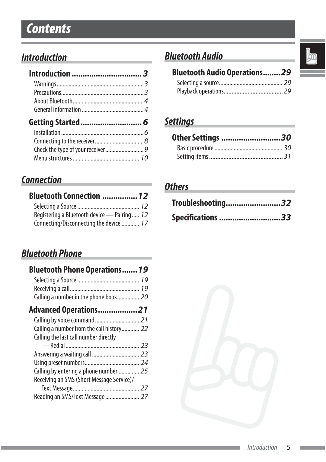 JVC KS-BTA200 manual Contents 