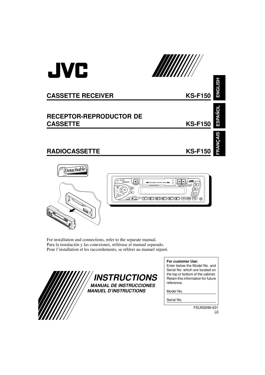 JVC KS-F150 manual Instructions 