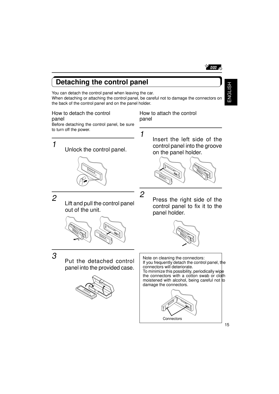 JVC KS-F150 manual Detaching the control panel, Unlock the control panel, How to detach the control panel 