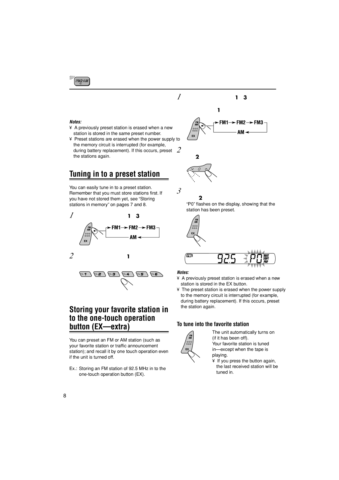 JVC KS-F184 manual Tuning in to a preset station, To tune into the favorite station 