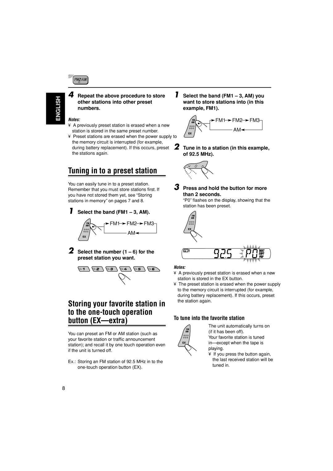 JVC KS-F185 manual Tuning in to a preset station 