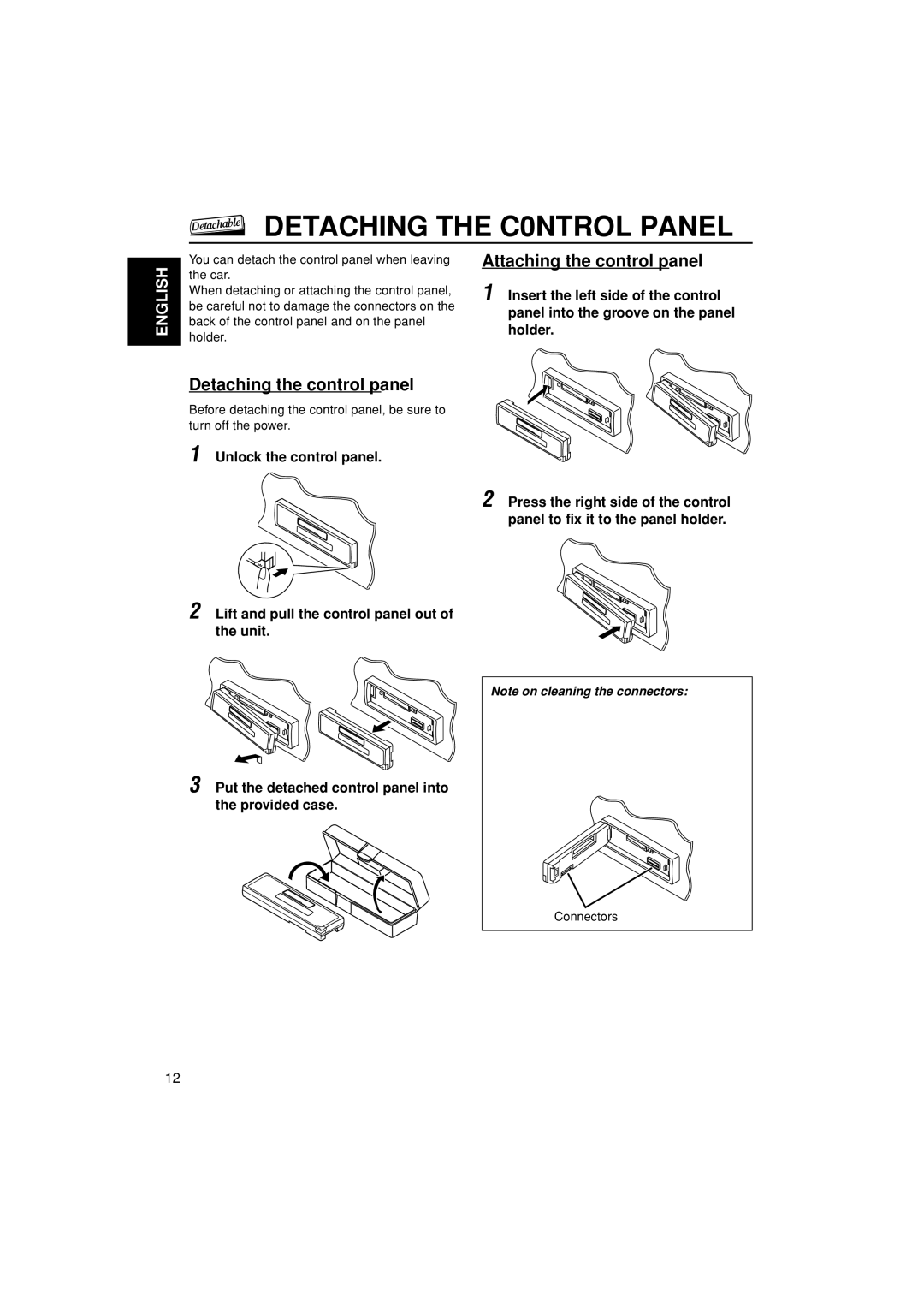 JVC KS-F185 manual Detaching the C0NTROL Panel 