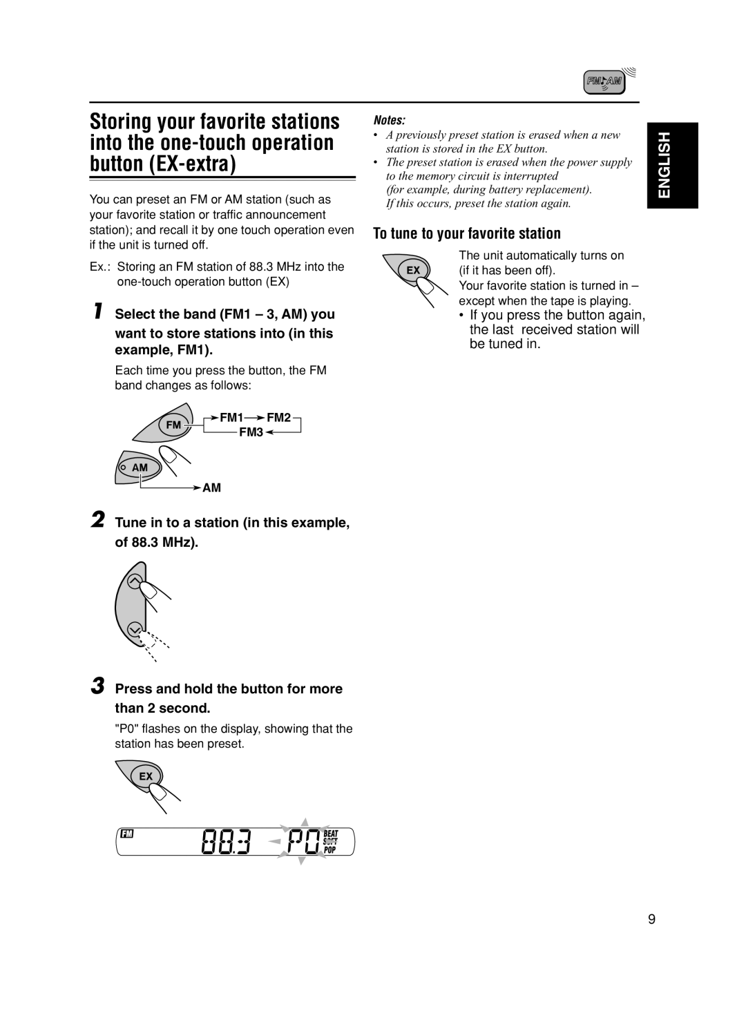 JVC KS-F190 manual To tune to your favorite station, Unit automatically turns on if it has been off 