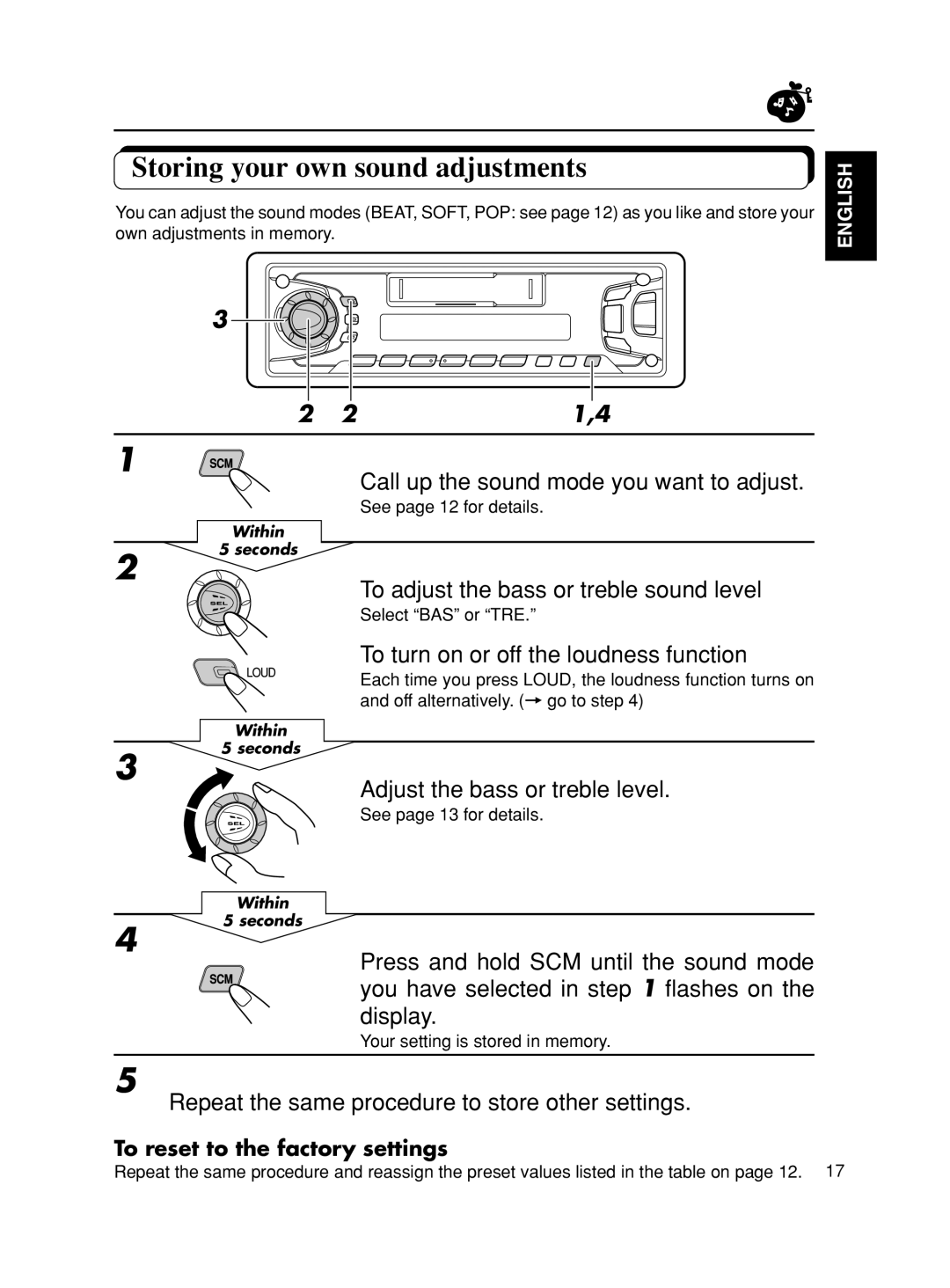 JVC KS-FX601, KS-F501 manual Storing your own sound adjustments 