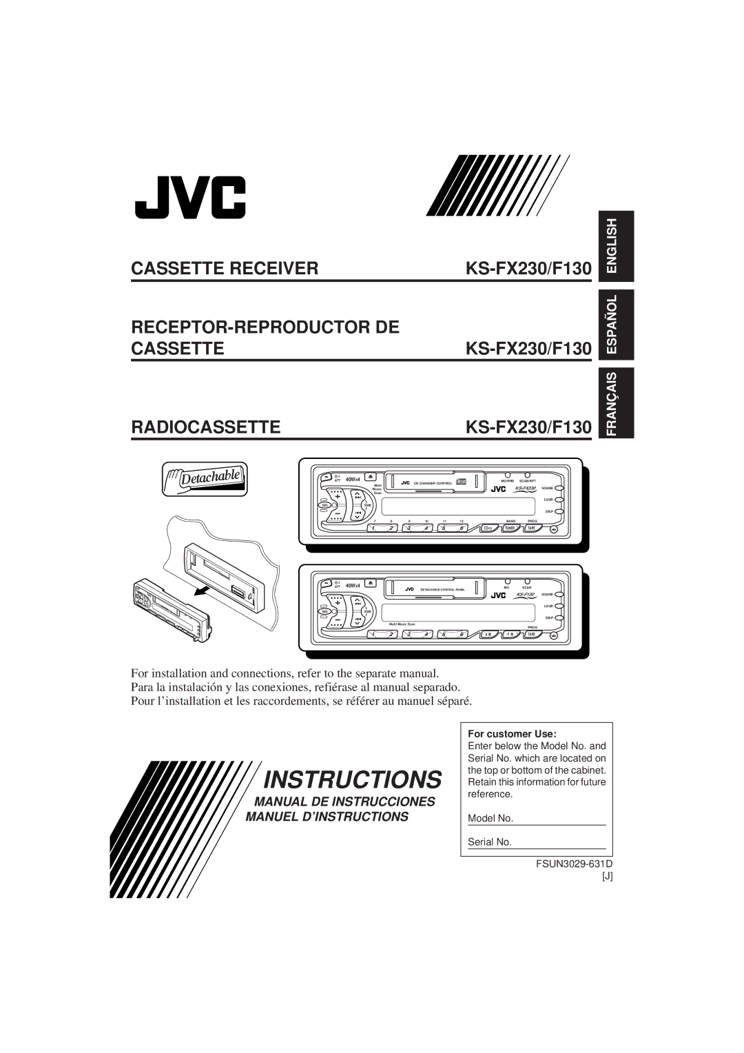 JVC manual Instructions, KS-FX230/F130 