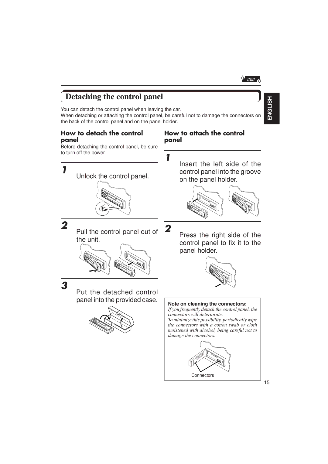 JVC F130, KS-FX230 manual Detaching the control panel, Unlock the control panel, How to detach the control panel 