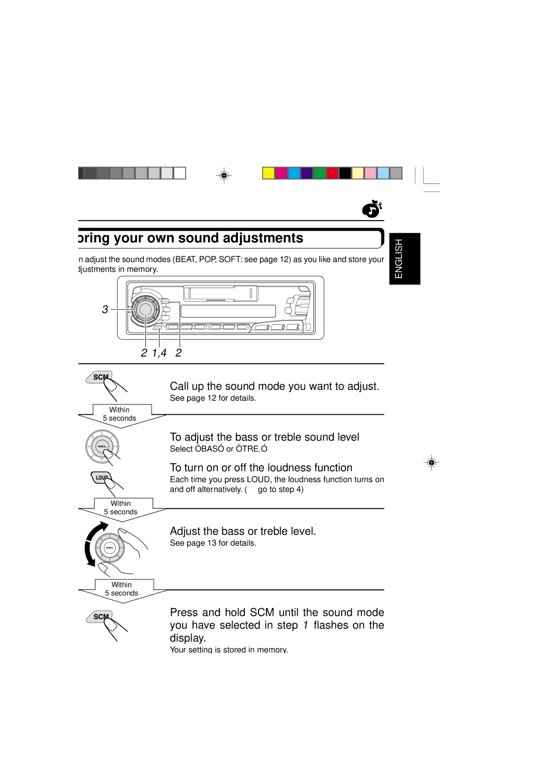 JVC KS-FX250 manual Storing your own sound adjustments 