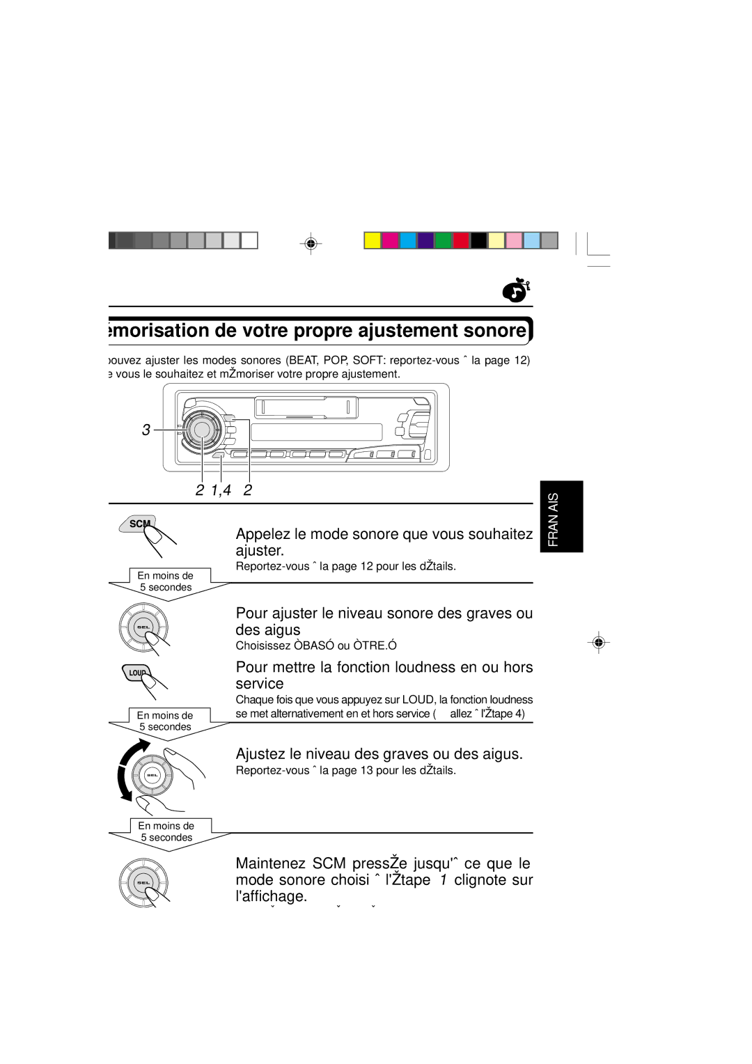 JVC KS-FX250 manual Mémorisation de votre propre ajustement sonore 