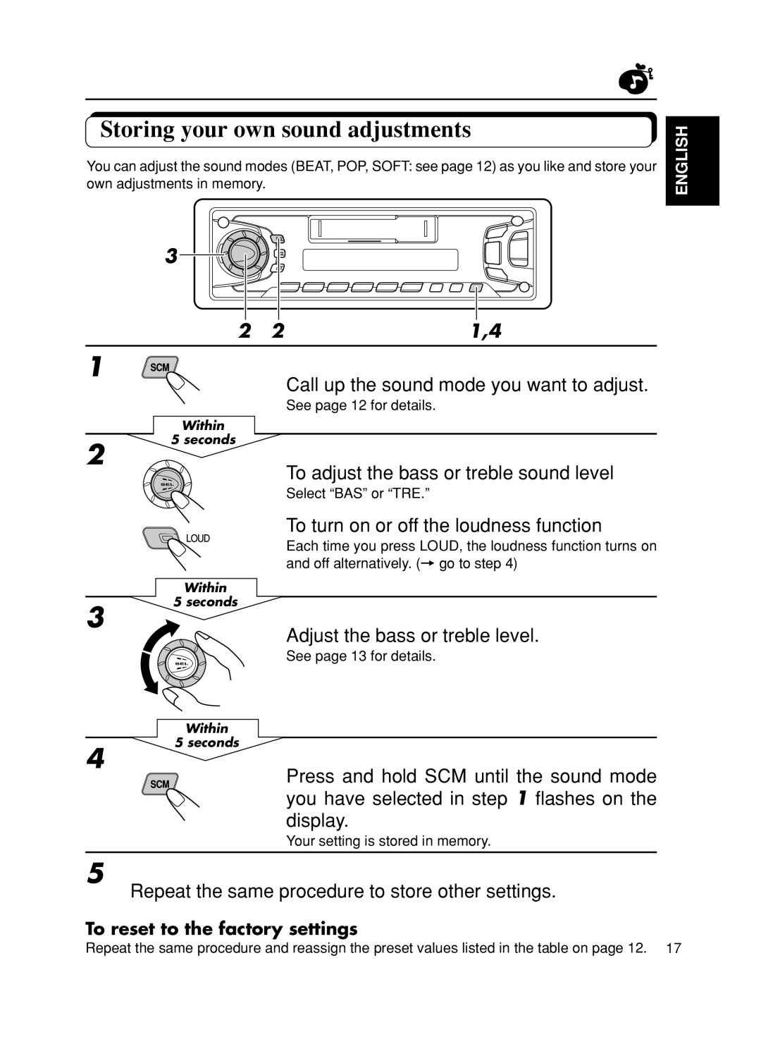 JVC KS-FX270 manual Storing your own sound adjustments 