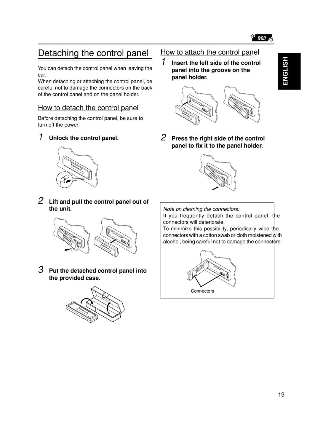 JVC KS-FX280 manual How to detach the control panel, How to attach the control panel 