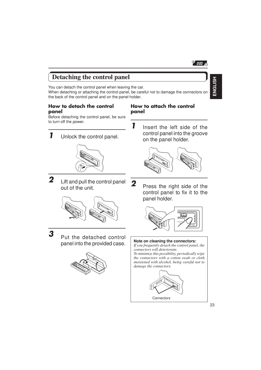 JVC KS-FX433R manual Detaching the control panel, Unlock the control panel, How to detach the control panel 