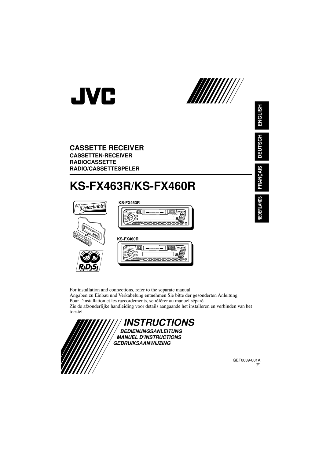 JVC manual KS-FX463R/KS-FX460R, Instructions 