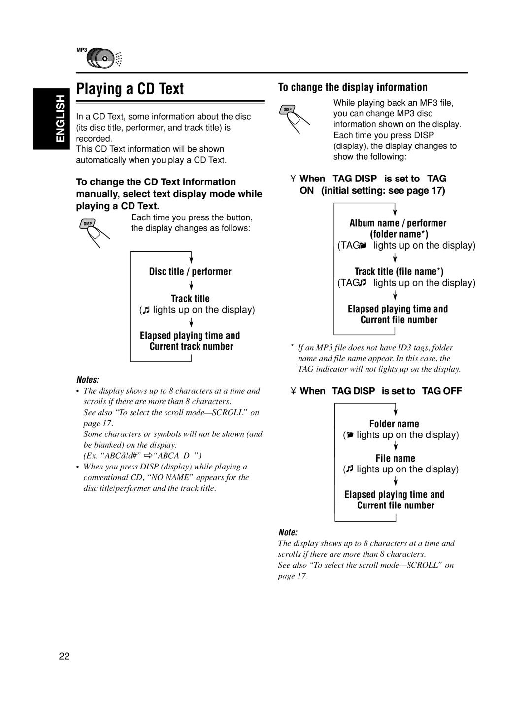 JVC KS-FX490 manual Playing a CD Text, To change the display information 