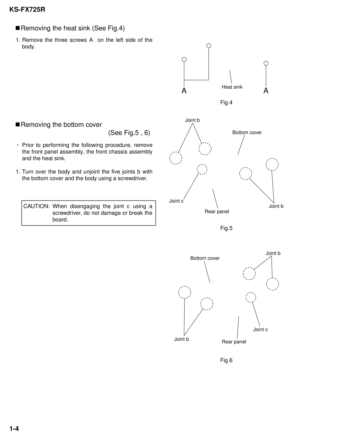 JVC KS-FX725R service manual Removing the heat sink See, Removing the bottom cover See 