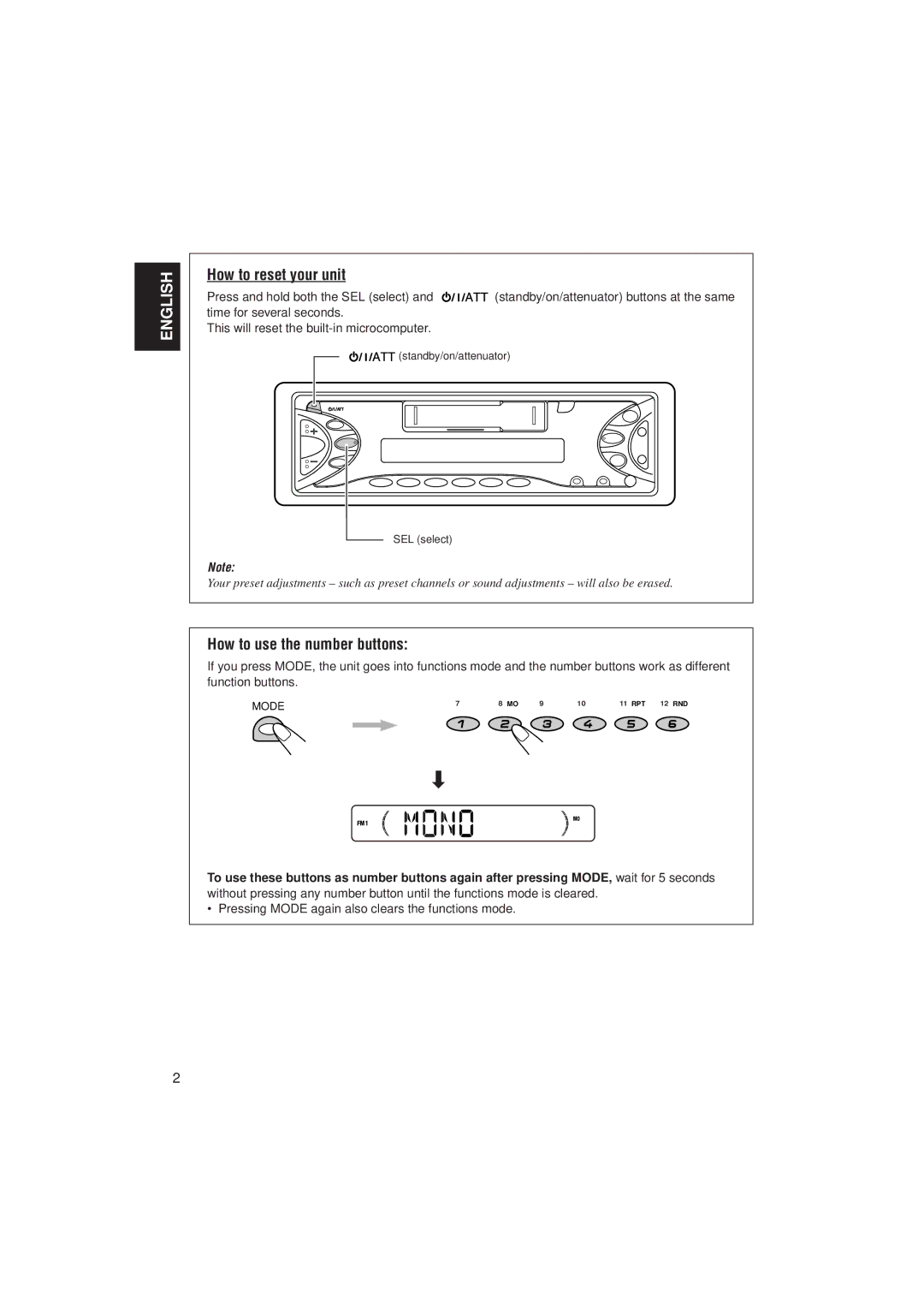 JVC KS-FX772R, KS-FX732R manual How to reset your unit, How to use the number buttons 