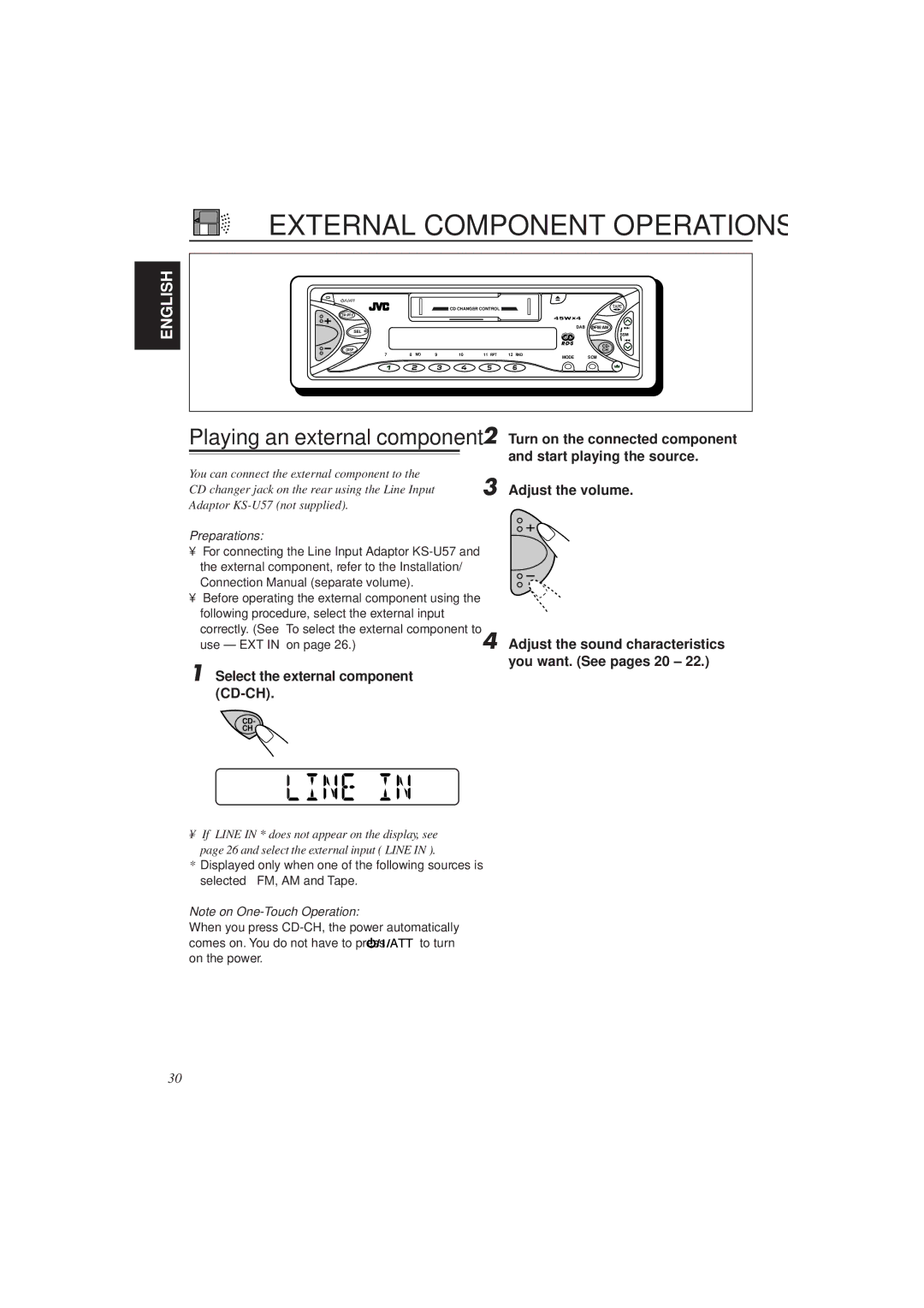 JVC KS-FX772R, KS-FX732R manual External Component Operations, Select the external component CD-CH 